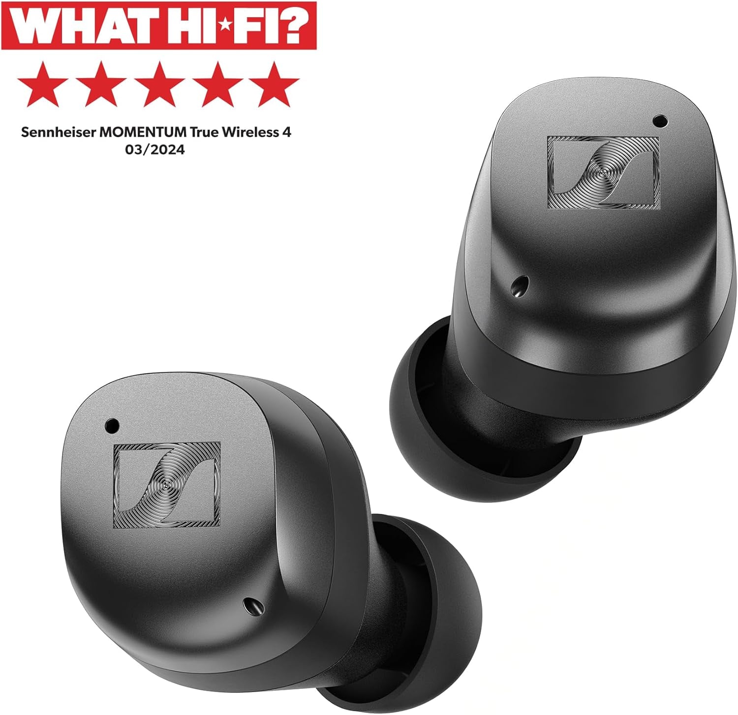 Sennheiser MOMENTUM True Wireless 4 Auriculares Inteligentes - Bluetooth 5.4, Sonido Nítido, Diseño Cómodo, 30 Horas De Autonomía Y Cancelación De Ruido Activa Adaptativa - Negro Grafito