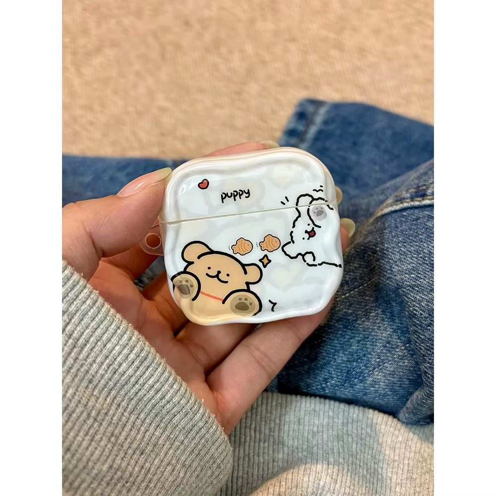 Carcasa Protectora para AirPods con Diseño Kawaii de Perrito y Osito Estilo Japonés | Compatible con AirPods 1, 2, 3, 4 y Pro 1, 2, 3