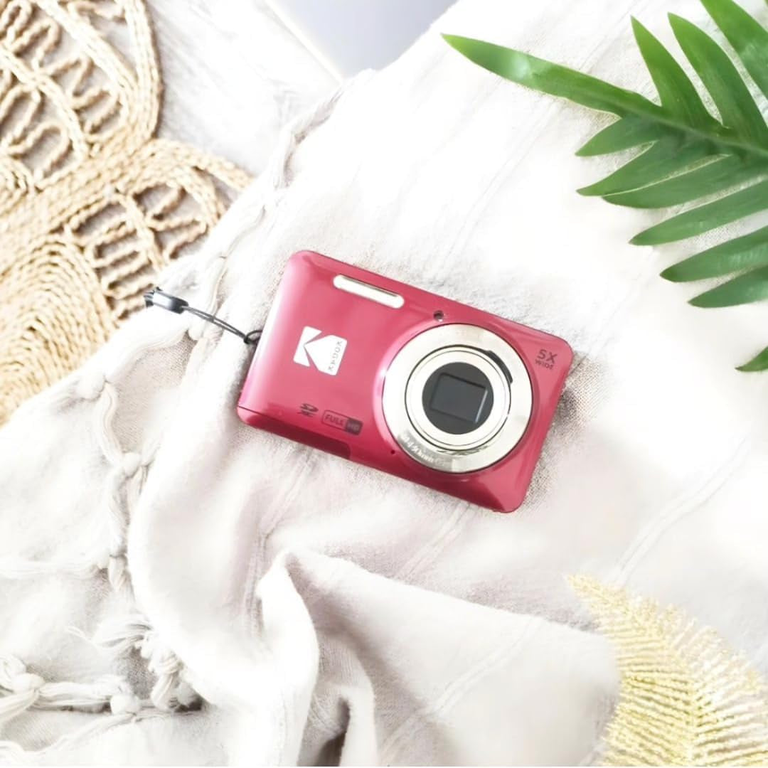 PIXPRO FZ55-RD 16MP Digital Camera 5X Optical Zoom 28Mm Wide Angle 1080P Full HD Video 2.7" LCD Vlogging Camera (Red) Packaging May Vary