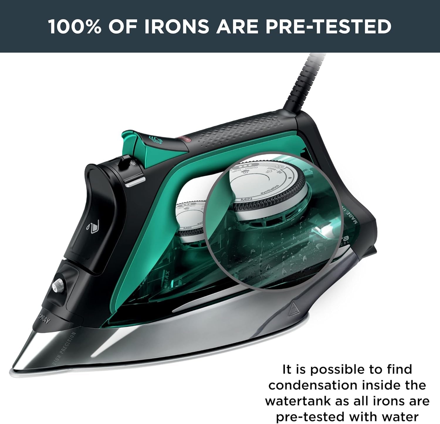 Pro Master Stainless Steel Soleplate Steam Iron for Clothes, 210 G/Min, 400 Microsteam Holes, Cotton, Wool, Poly, Silk, Linen, Nylon, 1775 Watts Iron Steamer for Clothes, Powerful Steam DW8360