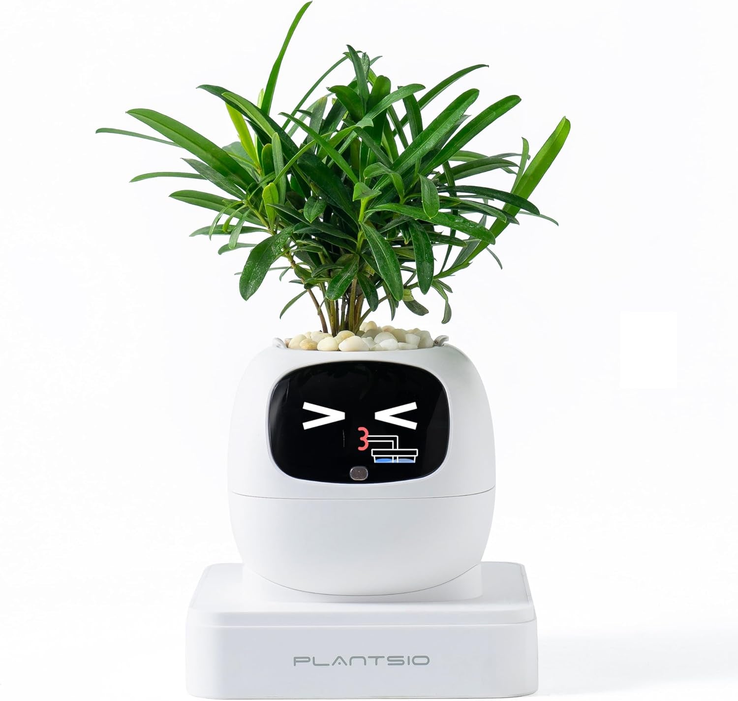 Smart Pet Planter Robot Guidance on Plant Care with Emojis, Adorable Plant Companion with Rich Gesture Interaction, Neat Desk Setup Gift (Pink)