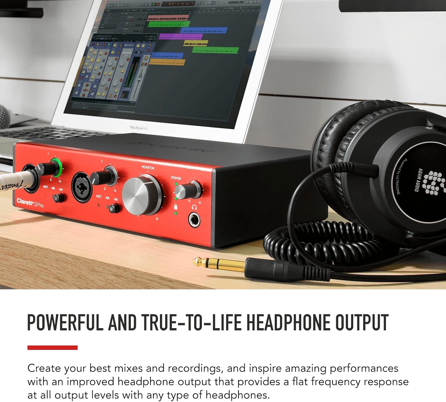 Clarett+ 2Pre USB-C Bus-Powered Audio Interface for Music Production, with Two Professional Quality Pre-Amps and Powerful and Transparent Headphone Outputs/Instrument Inputs