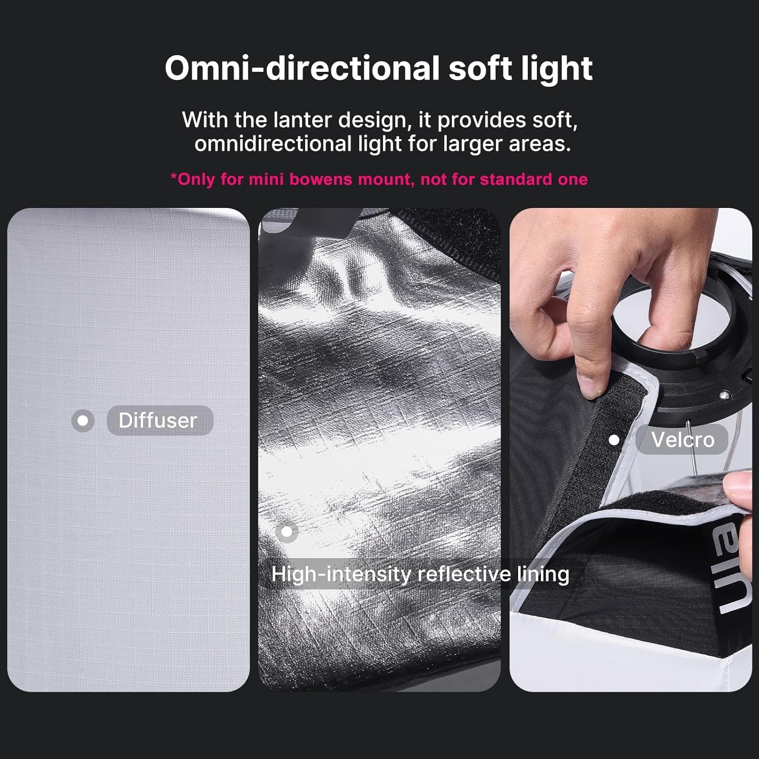 Mini Lantern Softbox Soft Light Modifier【Not Compatible W Standard Bowens Mount】 11.8 Inch, Quick-Setup, Quick-Folding W Storage Carrying Bag(Light Stand or Mount Not Included)