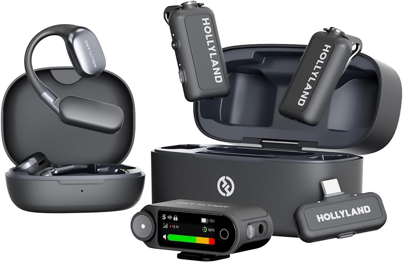 Lark MAX 2 Wireless Microphone for Iphone/Camera/Android, AI Noise Cancel, Wireless Monitoring, 32Bit Full-Chain Audio, Timecode (Ultimate Combo, 2TX+2RX+OWS Earphones + Charging Case)