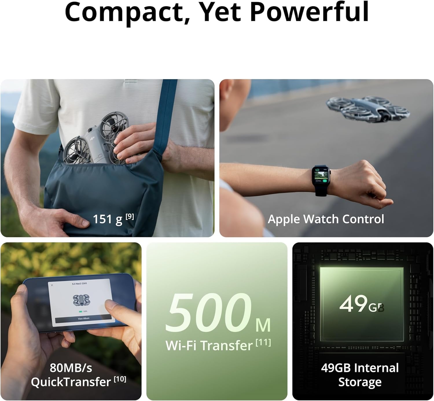 Neo 2 (Drone Only), Lightweight & Foldable 4K Drone with Camera, Palm Takeoff & Landing, Gesture Control, Activetrack, Omnidirectional Obstacle Sensing