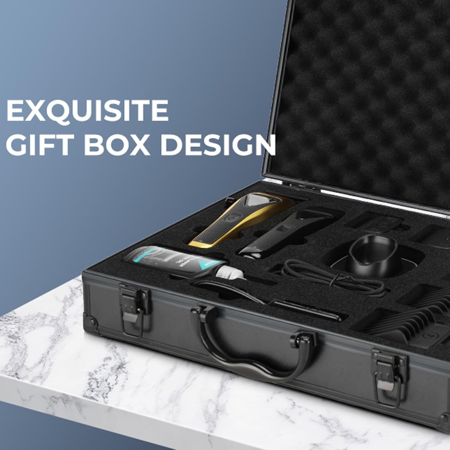 015 Professional Cordless Hair Clippers for Men, 9000 RPM Vector Motor Hair Trimmer Dlc-Blade Barber Clipper for Hair Cutting with Metal Body, 1 Modular Lid in Black, Travel Case