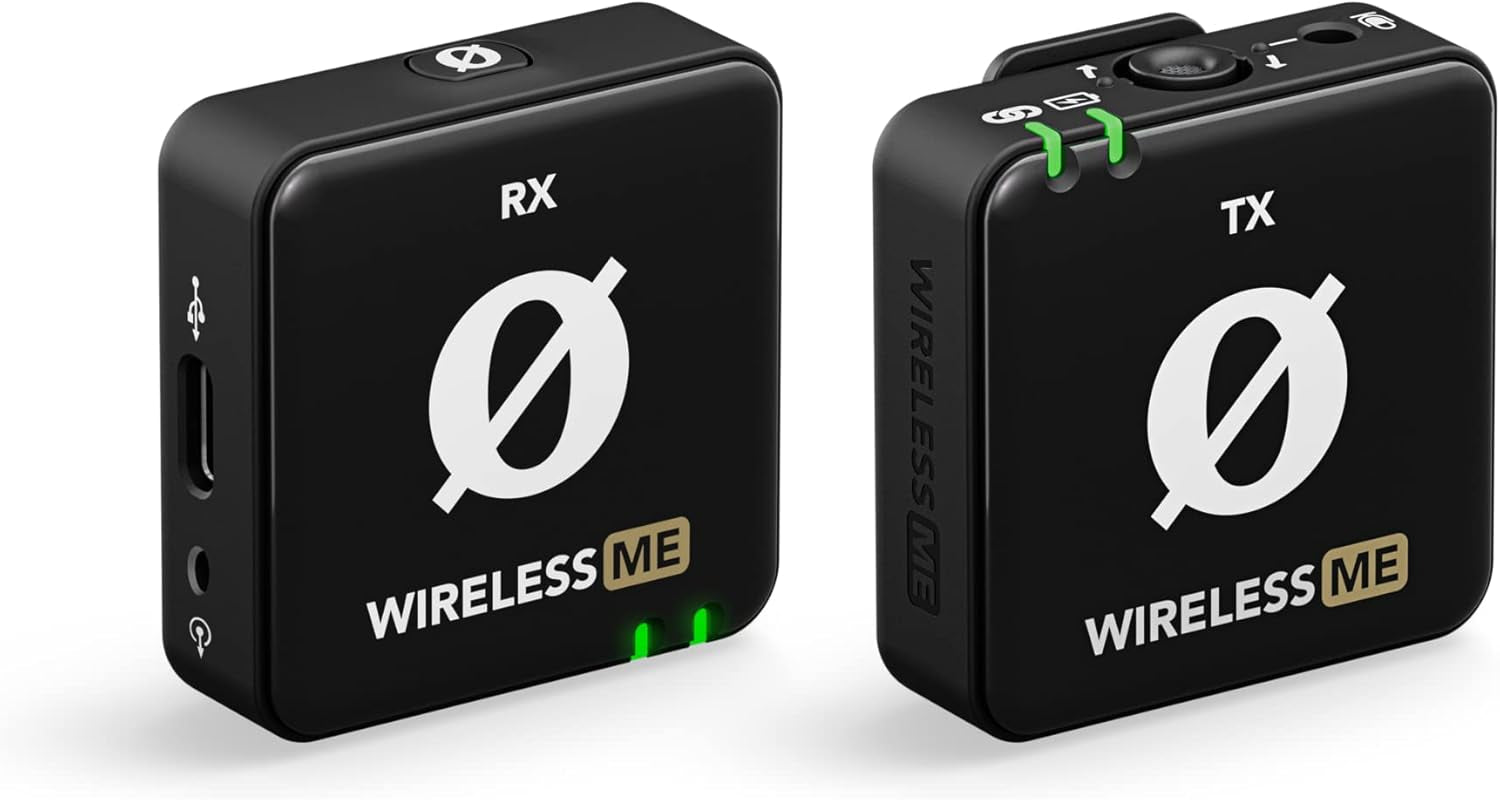 RØDE Wireless ME Ultra-Compact Wireless Microphone System with Built-In Microphones, Gainassist Technology and 100M Range for Filmmaking, Interviews and Content Creation, Wireless ME