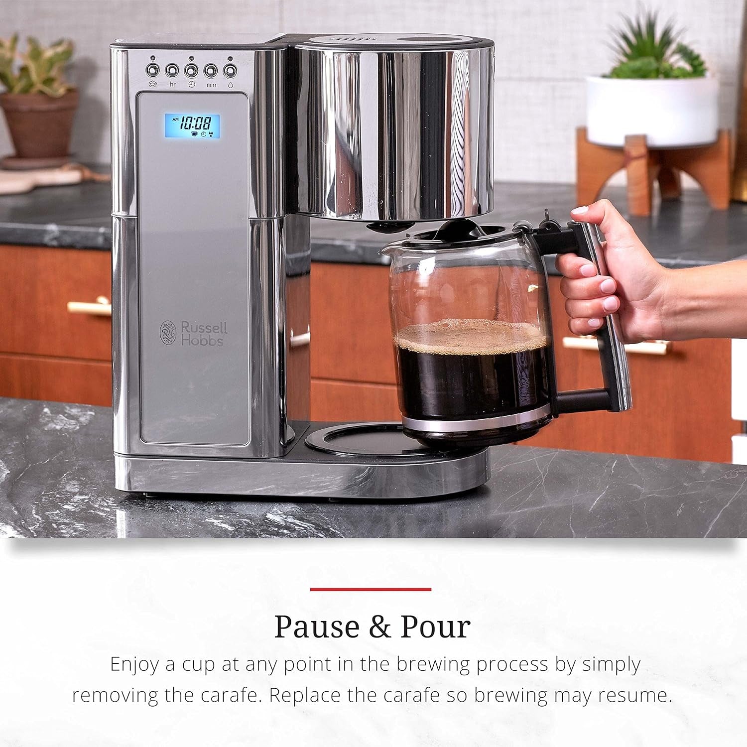 CM8100GYR Glass Series 8-Cup Coffeemaker, Silver