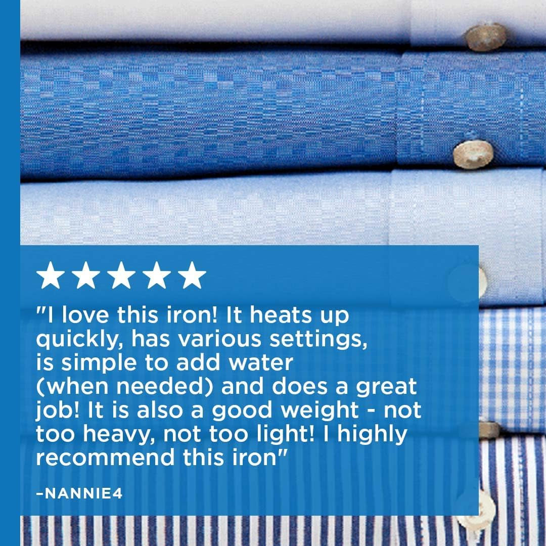 Pro Master Stainless Steel Soleplate Steam Iron for Clothes, 210 G/Min, 400 Microsteam Holes, Cotton, Wool, Poly, Silk, Linen, Nylon, 1775 Watts Iron Steamer for Clothes, Powerful Steam DW8360