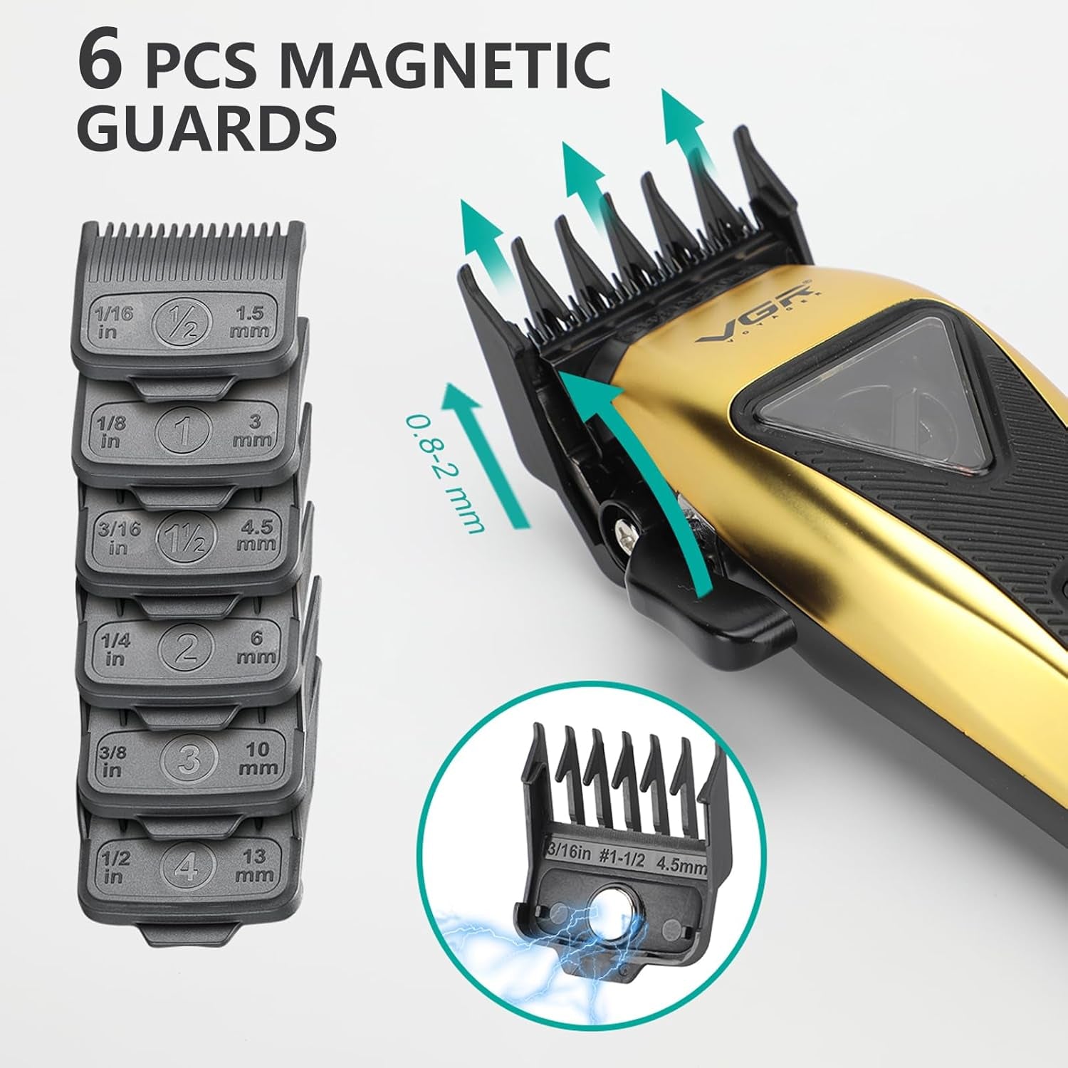 015 Professional Cordless Hair Clippers for Men, 9000 RPM Vector Motor Hair Trimmer Dlc-Blade Barber Clipper for Hair Cutting with Metal Body, 1 Modular Lid in Black, Travel Case