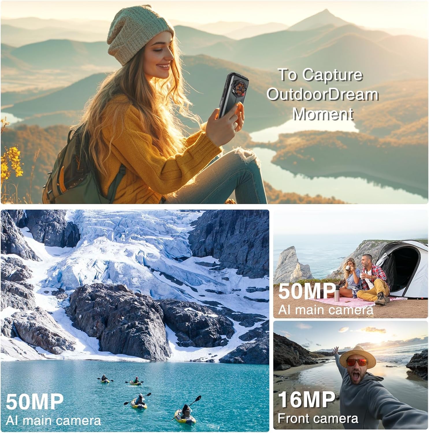 S Punk Rugged Smartphone Unlocked, 10800Mah Battery Rugged Phone, 16GB+256GB Cell Phone Android 14, 126Db Speaker, 6.58" Fhd+90Hz,50Mp+16Mp,Led Light/Dual Sim/Nfc/Otg/Face Id/Fingerprint, Dark