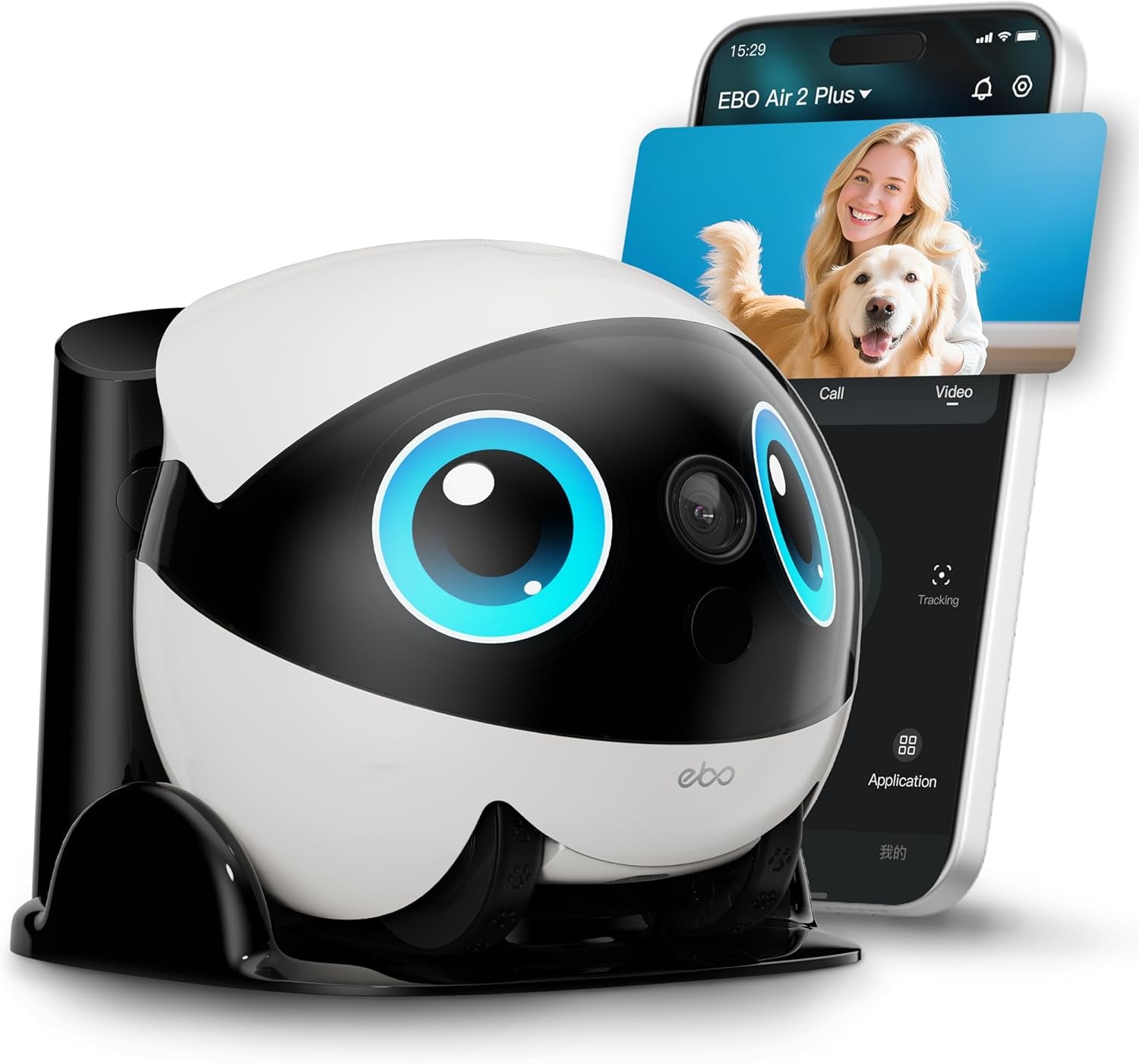 Air 2 plus Familybot 3K Home Camera Robot: Indoor Camera, Movable Robot Companion, 2-Way Video, AI Chat Mode, Auto-Recharge, Long Battery Life, Custom Facial Image, Night Vision