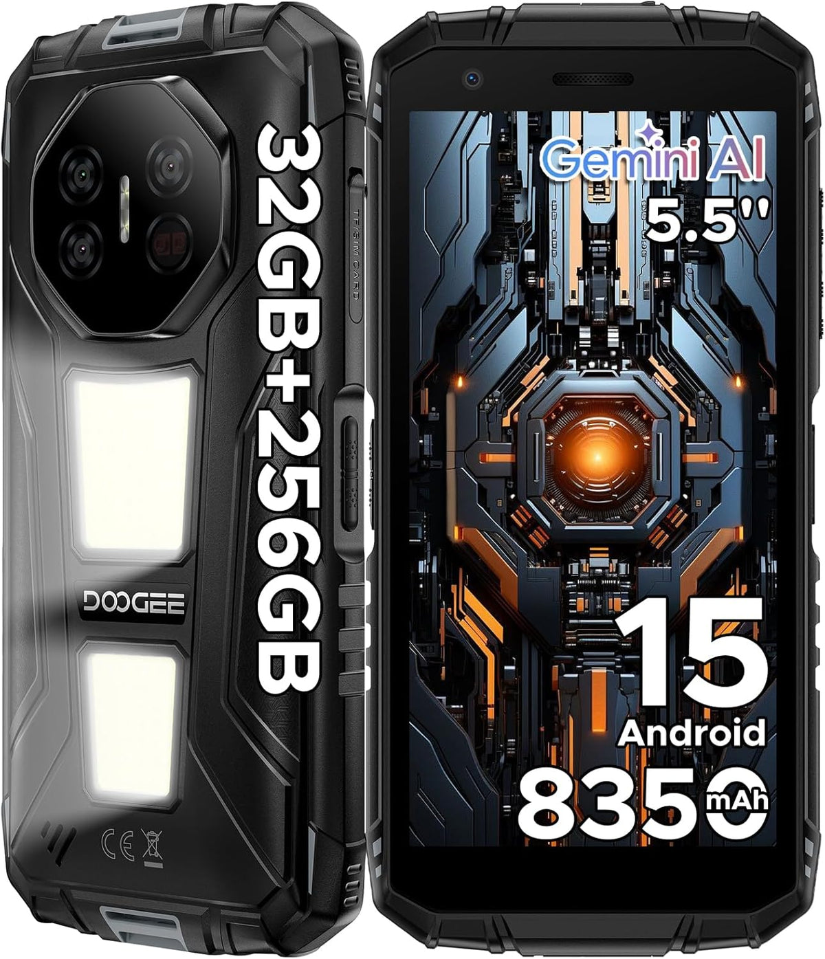 DOOGEE Fire 3 Max Version Global - Celular Indestructible Compacto (5.5") con Visión Nocturna | 32GB+256GB - Gris