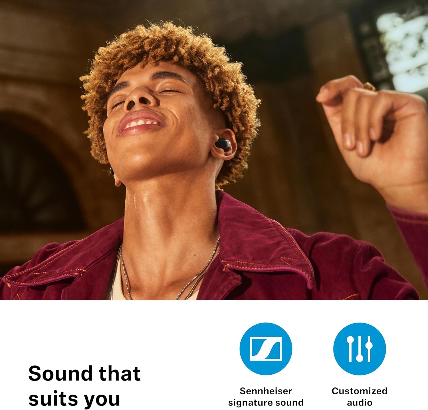 Sennheiser ACCENTUM True Wireless Auriculares - Sonido Nítido Con ANC Híbrida, Diseño Ergonómico, 28 Horas De Duración De Batería, Interfaz Táctil Y Calidad De Llamada Con Doble Micrófono - Negro