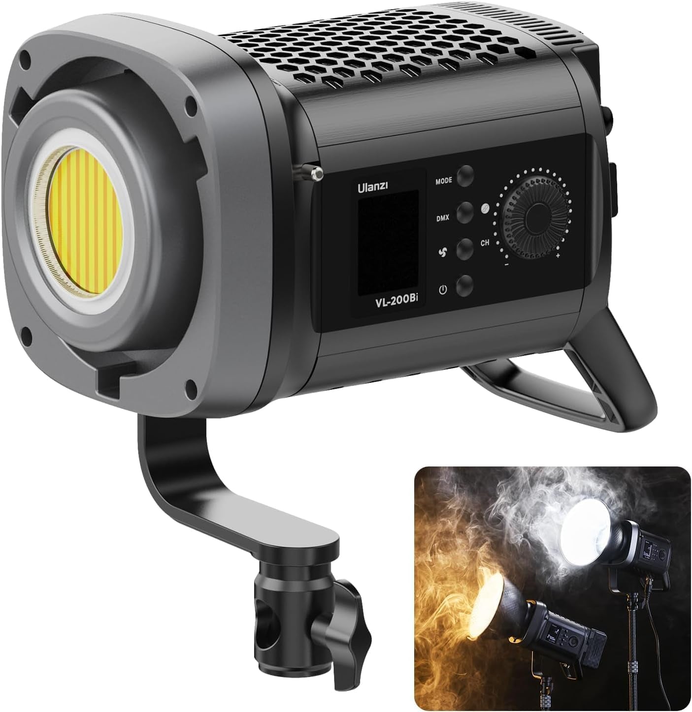 Vl-200Bi Video Light, 200W Bi Color LED Video Light COB Fill Light Continuous Output Lighting with APP Control, 2700K-6500K, 6 Scenes Bowens Mount Studio Light for Photography Video Recording