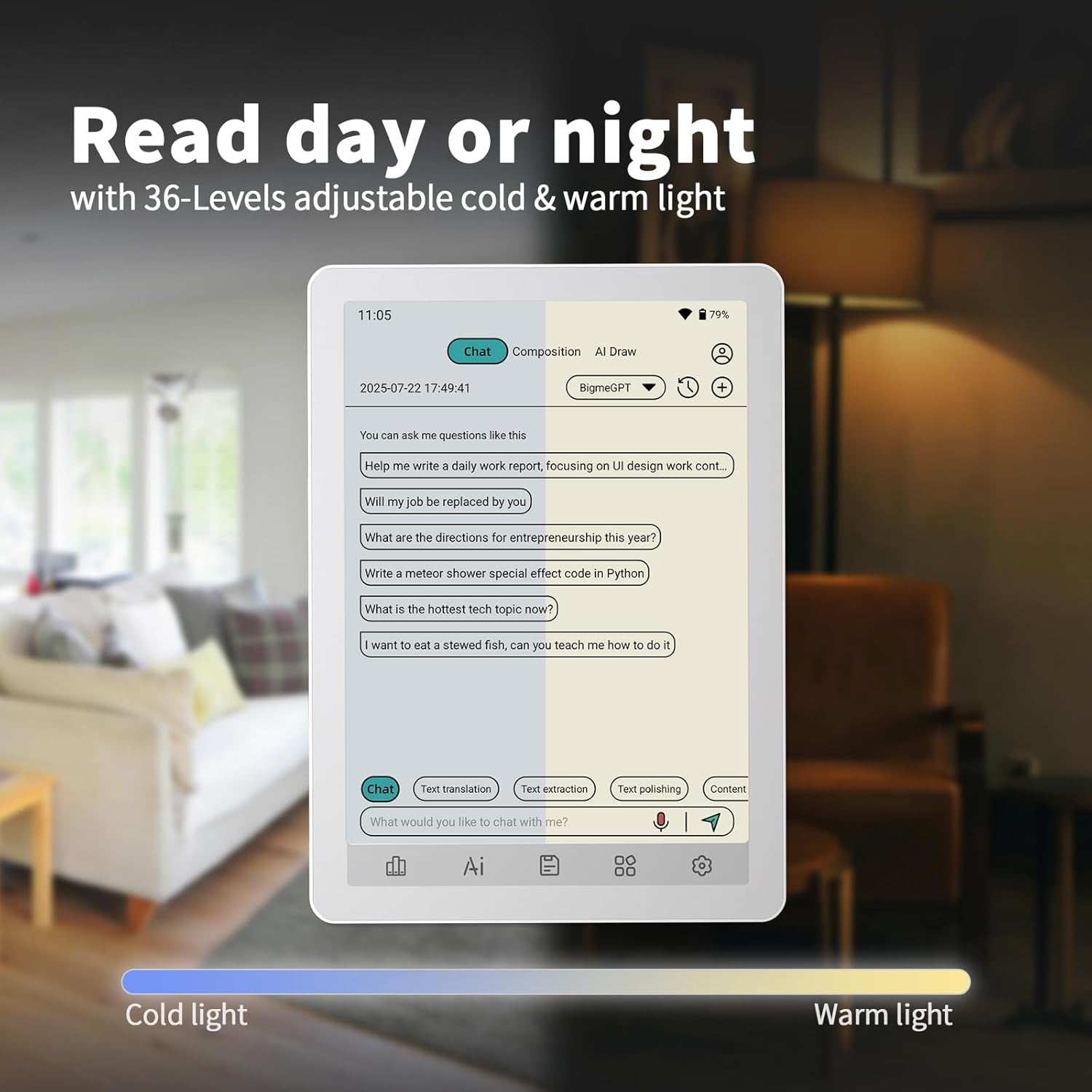 B6 Color E-Reader, Colour Ebook Readers 6 Inch E-Ink Ereaders Digital Epaper Tablet with Android 14, 4GB+64GB, Adjustable Front Light Ereader Device with Audiobook Translator Voice Recorder