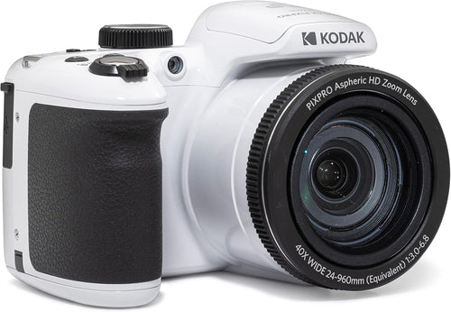 PIXPRO AZ405-WH 20MP Digital Camera 40X Optical Zoom 24Mm Wide Angle Lens Optical Image Stabilization 1080P Full HD Video 3" LCD Vlogging Camera (White), Full Frame