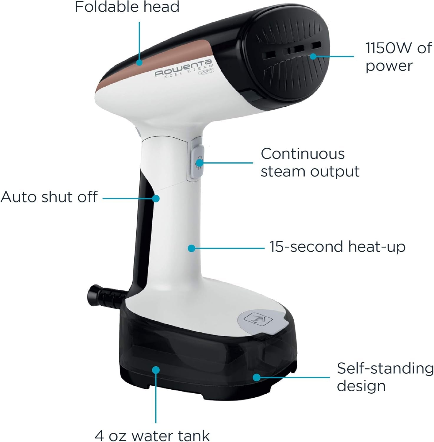 , Steamer for Clothes, Access Steam Handheld Steamer, 15 Second Heatup, 4 Ounce Capacity, 1150 Watts, Portable, Ironing, Travel Must Have, White Clothes Steamer, DR3030