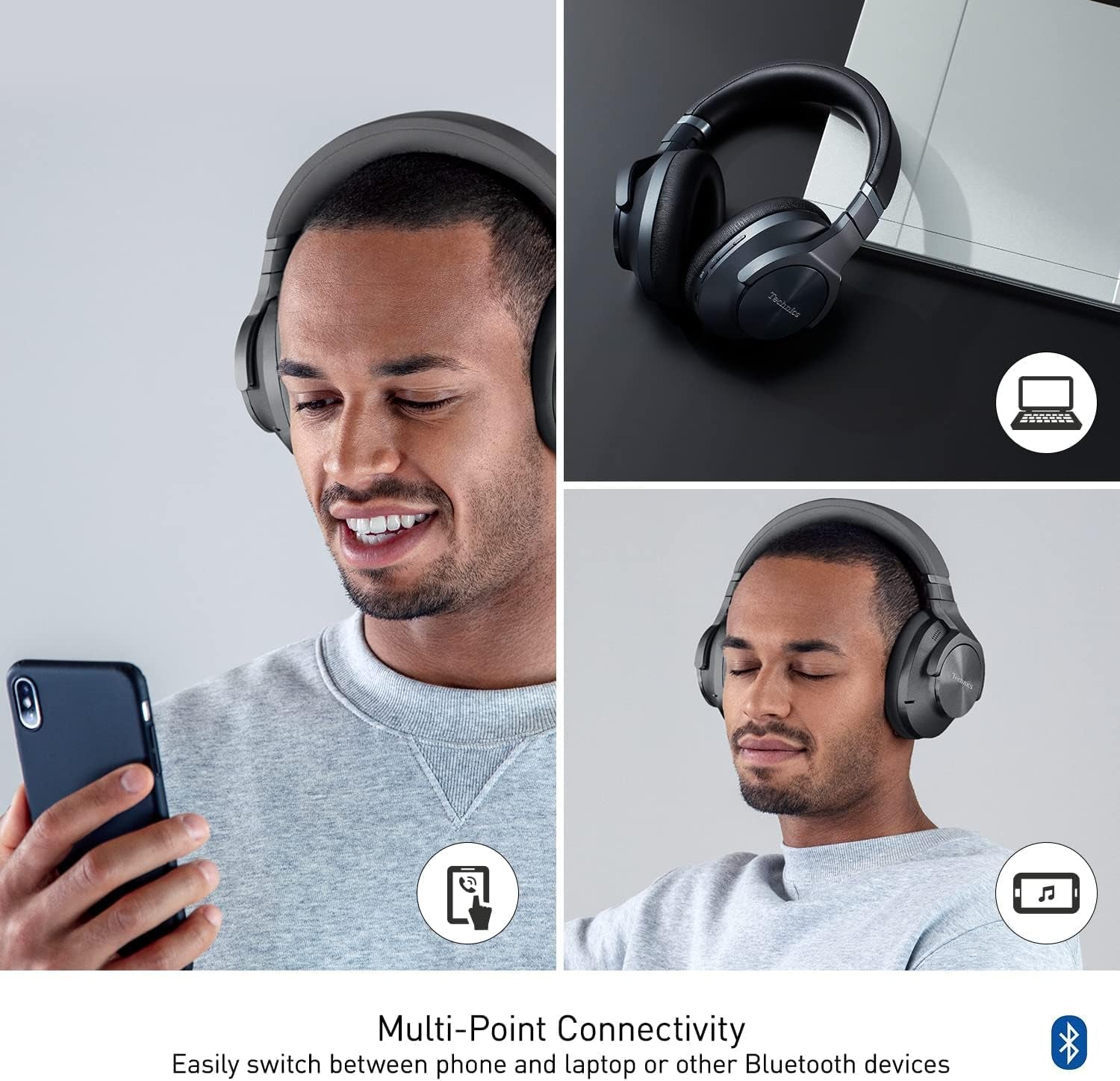 - Wireless Noise Cancelling Over-Ear Headphones with 2 Device Multipoint Connectivity - EAH-A800-K Black