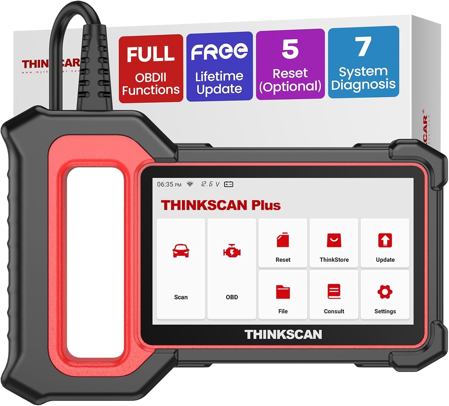 OBD2 Scanner, Thinkscan plus S7 ABS,SRS,ECM,TCM,BCM,AC,IC System Diagnostic Scan Tool with 5 Special Services Options, Cover 94 Car Brands Code Reader, FCA Autoauth, Wireless Update