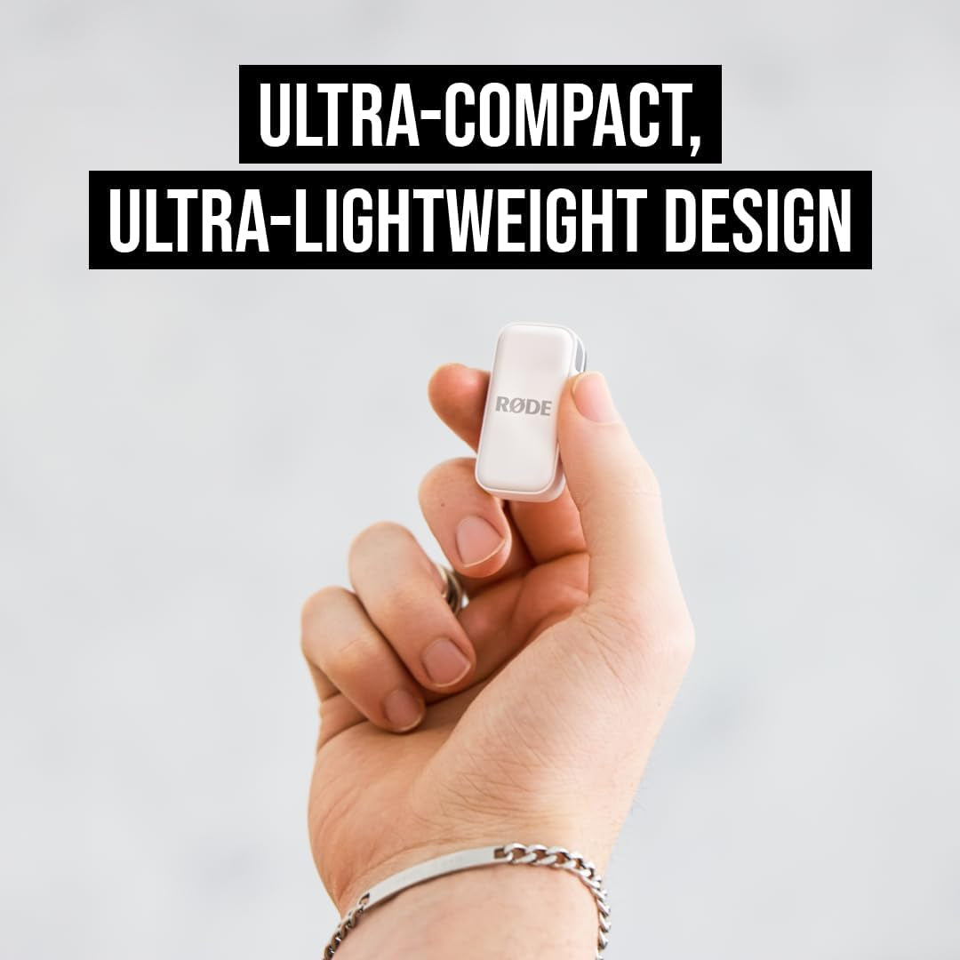 Wireless Micro - Compact Wireless Microphone, Two Mics with Charge Case for Smartphone Content Creation - USB-C, White