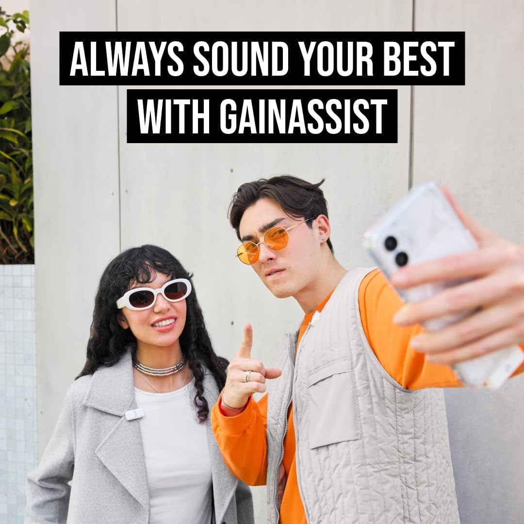 Wireless Micro - Compact Wireless Microphone, Two Mics with Charge Case for Smartphone Content Creation - USB-C, White