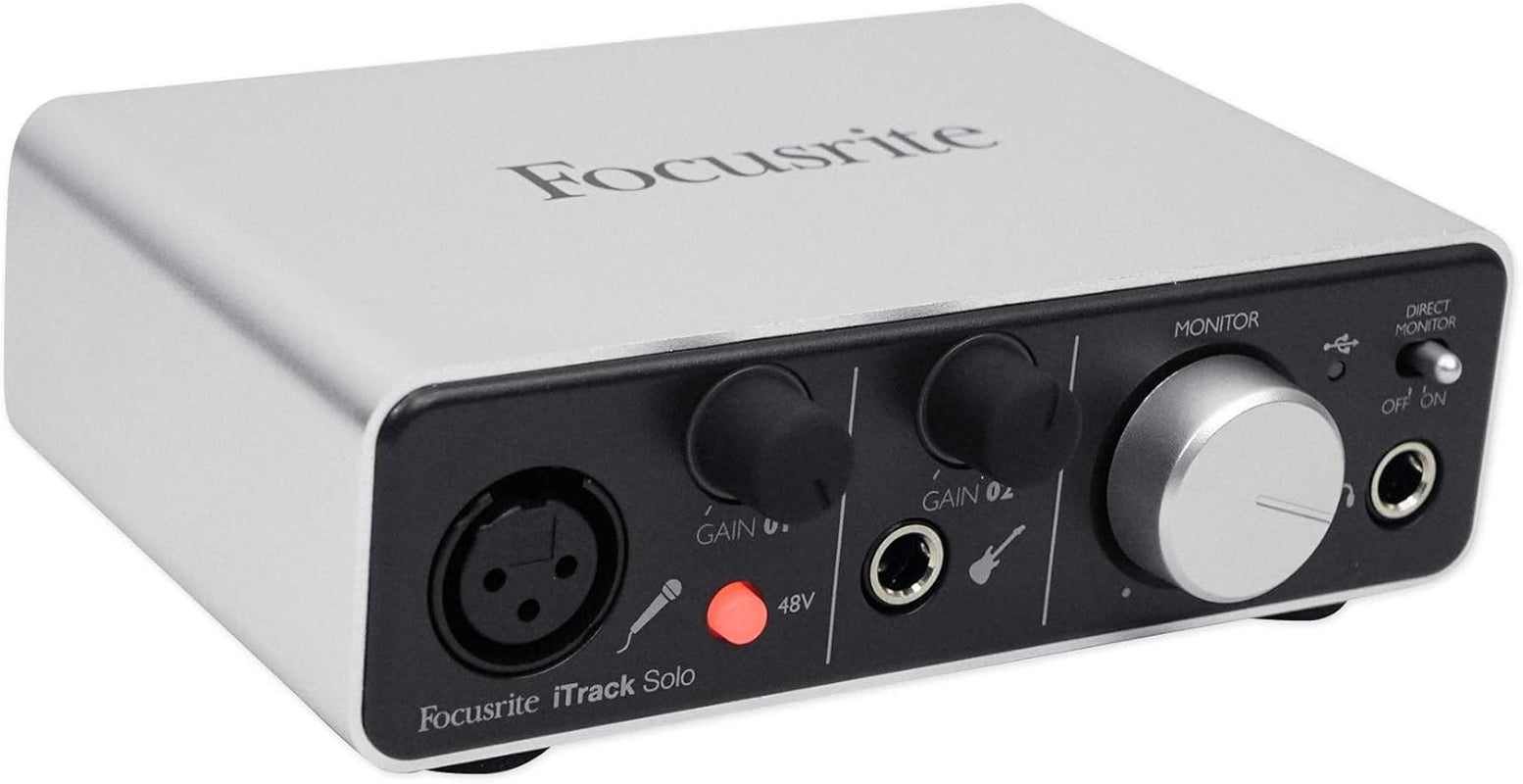 Itrack Solo Audio Interface for Mac, PC, and Ipad – USB Audio Interface for Recording, Streaming, and Podcasting with XLR, Line-In, and Professional Software Included
