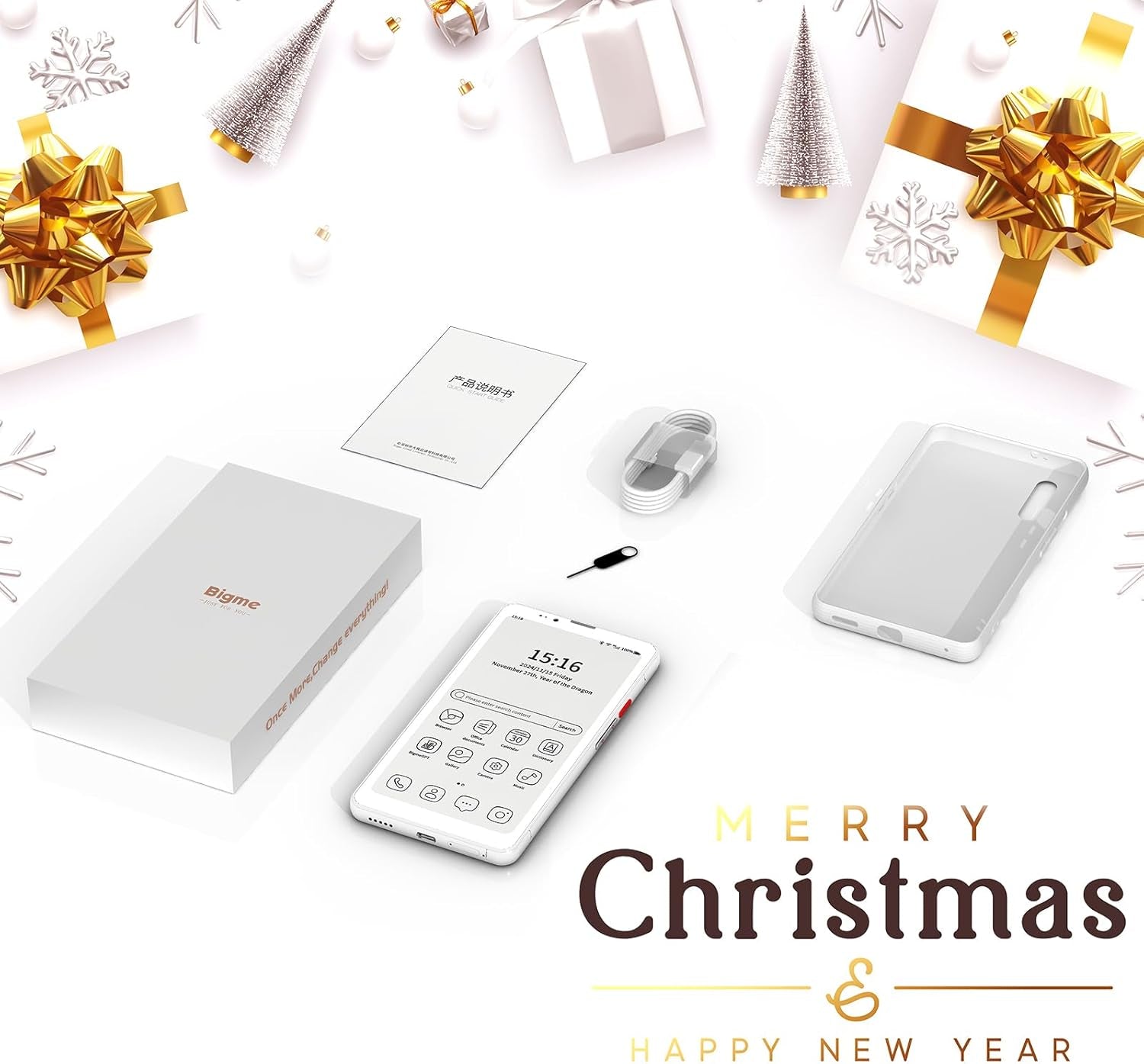 Hibreak Pro 6.13" Epaper Cell Phone 8+256 GB Android 14 OS Smart Phone,5G Dual SIM, GPS