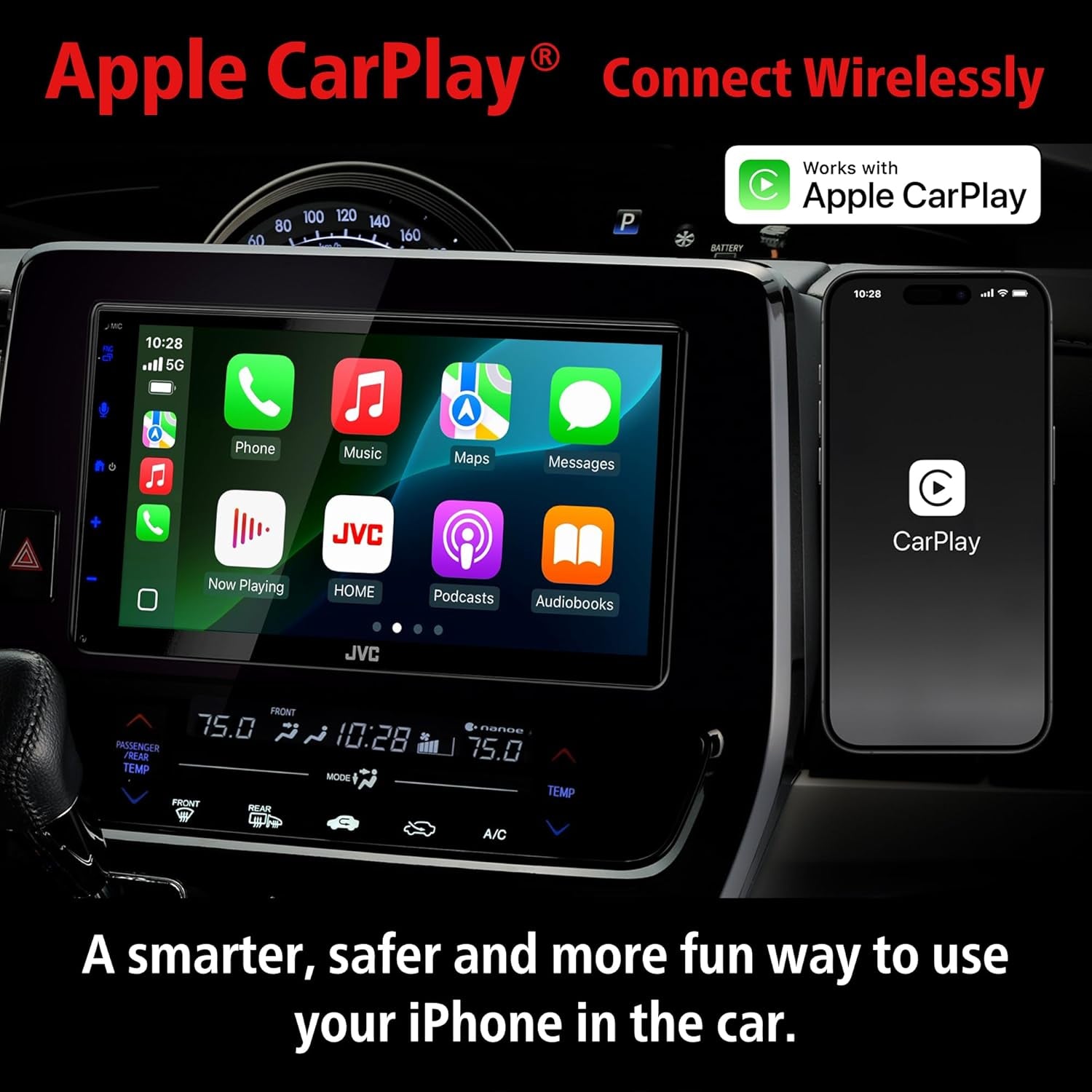 KW-M690BW 6.8" Capacitive Touchscreen Car Stereo – Wireless Apple Carplay & Android Auto, Bluetooth, USB Mirroring, 13-Band EQ