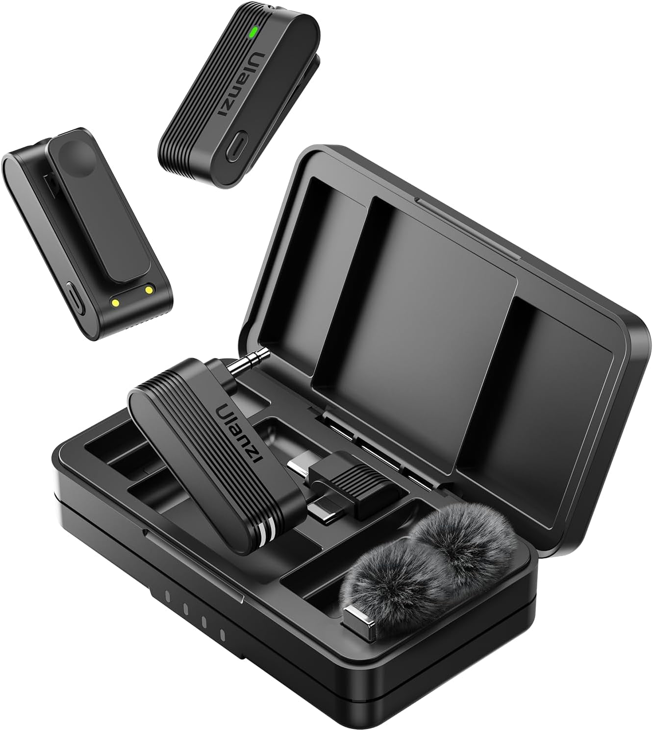 A100 Wireless Lavalier Microphone Lapel Mic for Camera and Phone W USB C/3.5Mm/Plug, 32Khz 16Bit, Noise Cancellation, 13.5-Hour Battery, Clip on Microphone for Video Podcast Vlog Youtube