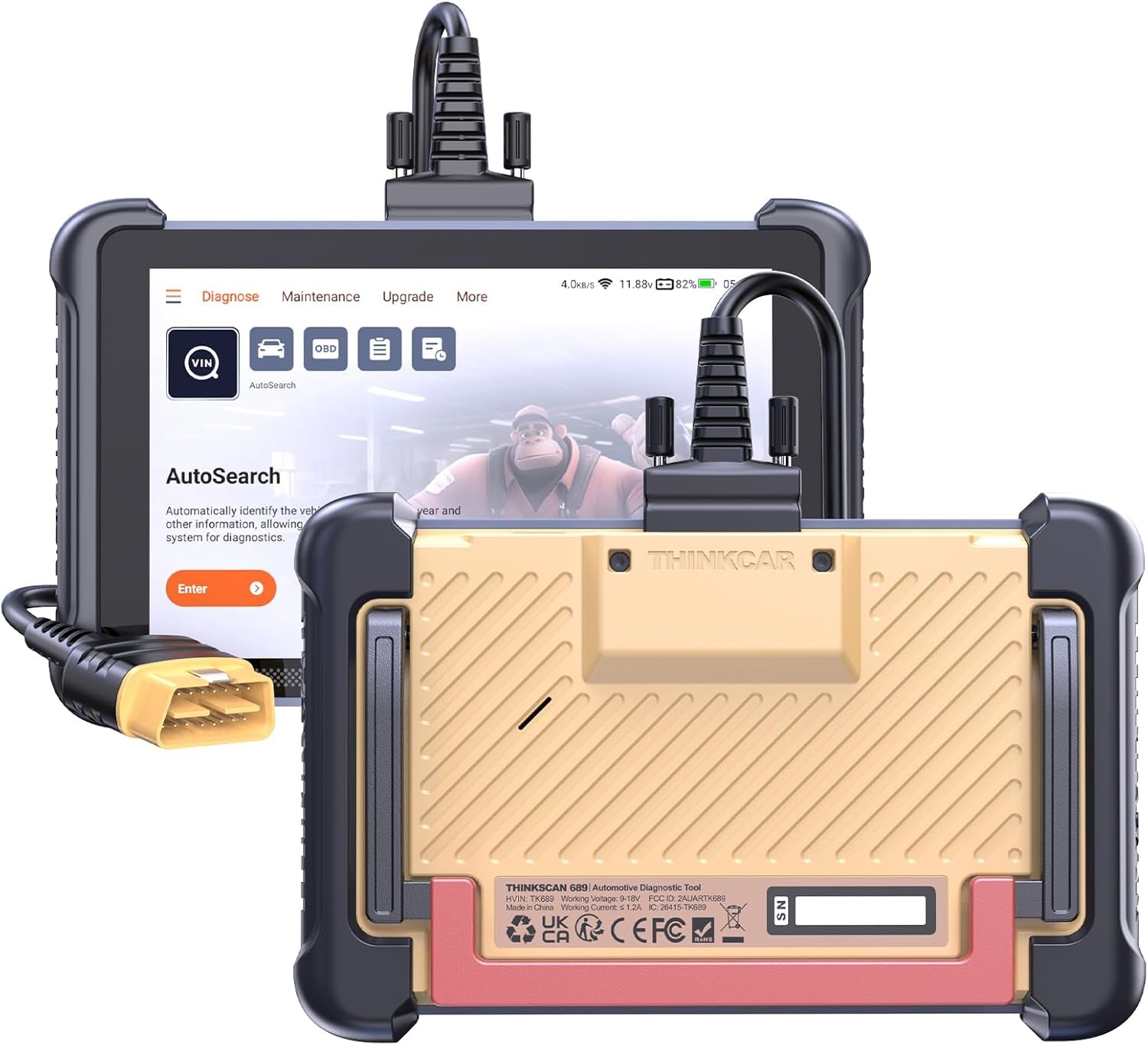 THINKSCAN 689 OBD2 Scanner, Bidirectional Scan Tool with Lifetime Free Update, 34+ Reset, 3000+ Active Test, ECU Coding, PMI, Wired All System Diagnostic Scanner for Cars, CANFD/DOIP, FCA SGW