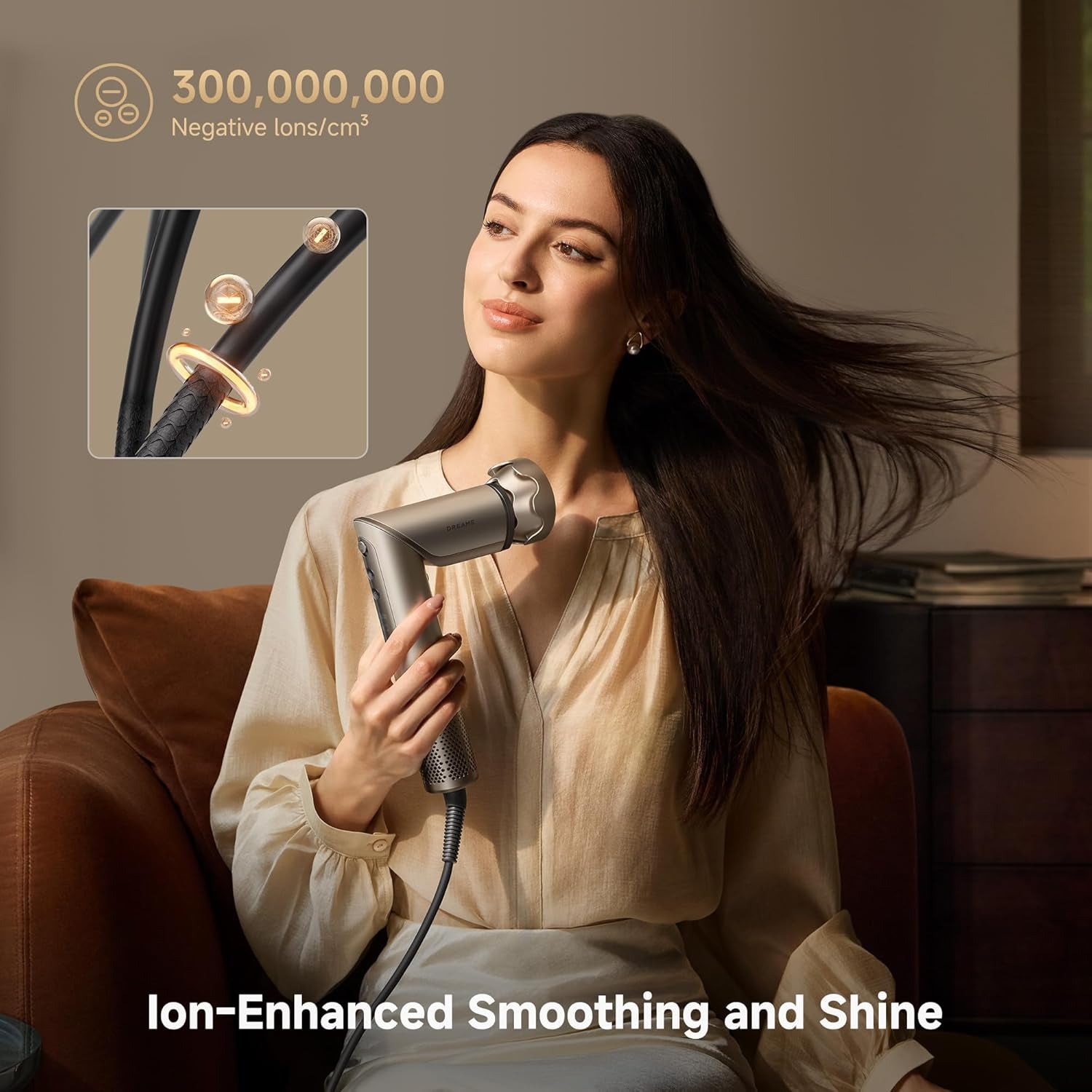 Dazzle Hair Styler and Dryer- Intelligent Nozzle Recognition, 110,000RPM High-Speed Motor for Fast Drying, 300M Negative Ions, 5 Snap-On Attachments, Smart Screen, 3 Customizable Modes