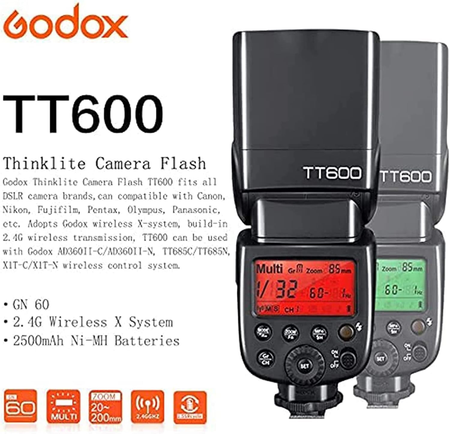 TT600 Camera Flash Speedlite with X2T-C Remote Trigger Transmitter Compatible with Canon Camera