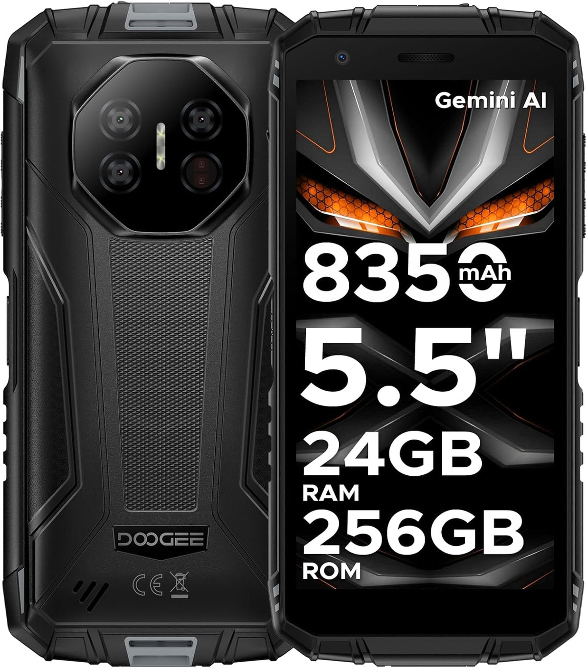 DOOGEE Fire 3 Ultra Version Global - Celular Indestructible Compacto (5.5") con Visión Nocturna | 24GB RAM - Gris