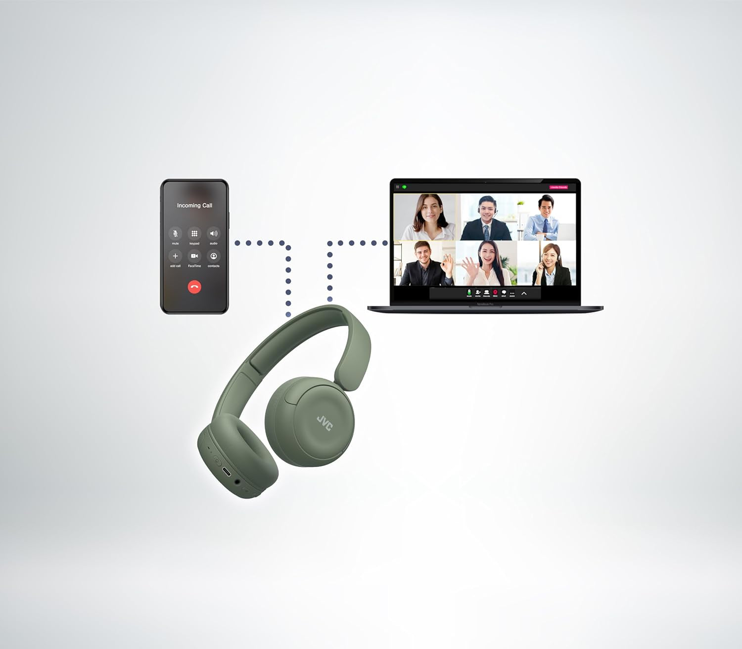 Wireless Headphones with 50H Battery Life, Soft Cushions, Foldable Design, Bluetooth 5.3, Multipoint Connection, App EQ, Built-In Mic – Matte Green - HAS59WG