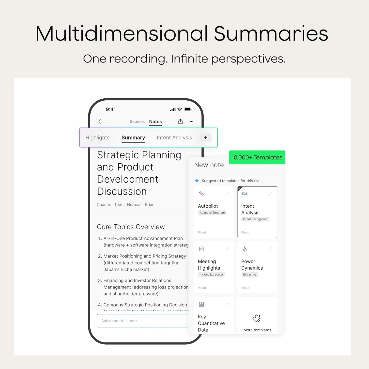 Note Pro AI Voice Recorder, Transcribe & Summarize with AI, App Control, Note Taker for Meetings & Calls, Supports 112 Languages, Ultra-Slim W/Instantview Display, Case Included, Silver