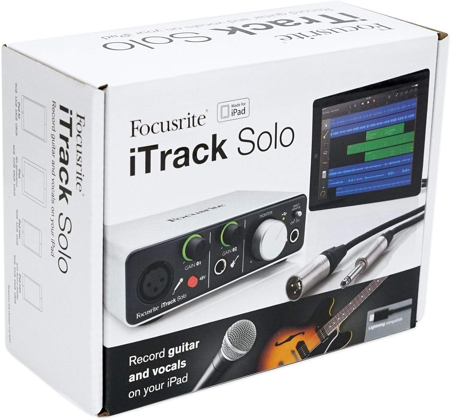 Itrack Solo Audio Interface for Mac, PC, and Ipad – USB Audio Interface for Recording, Streaming, and Podcasting with XLR, Line-In, and Professional Software Included