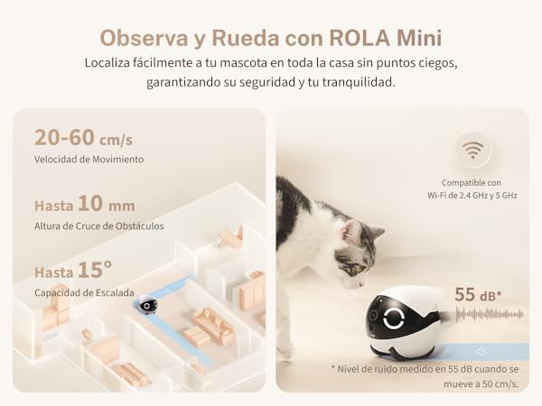 Robot Cámara ROLA Mini para Mascotas | 2K y Audio 2 Vías