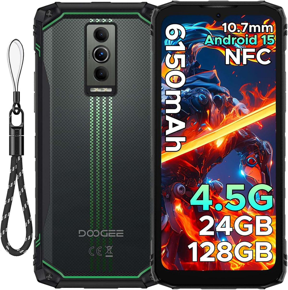 DOOGEE Blade 10 Energy (2025) Version Global Celular Indestructible Ultra Slim (10.7mm) y Batería 6150mAh | Android 15 - Verde