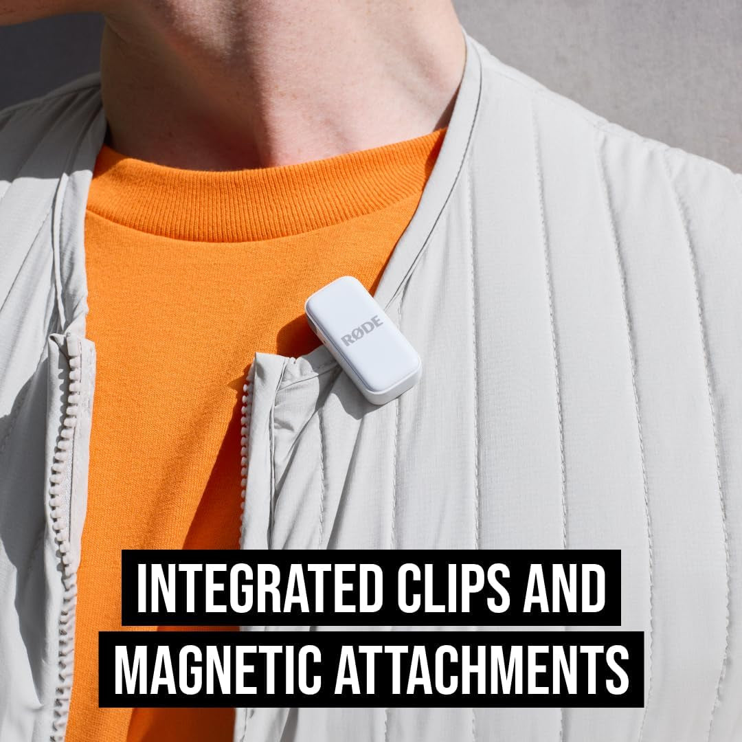 Wireless Micro - Compact Wireless Microphone, Two Mics with Charge Case for Smartphone Content Creation - USB-C, White