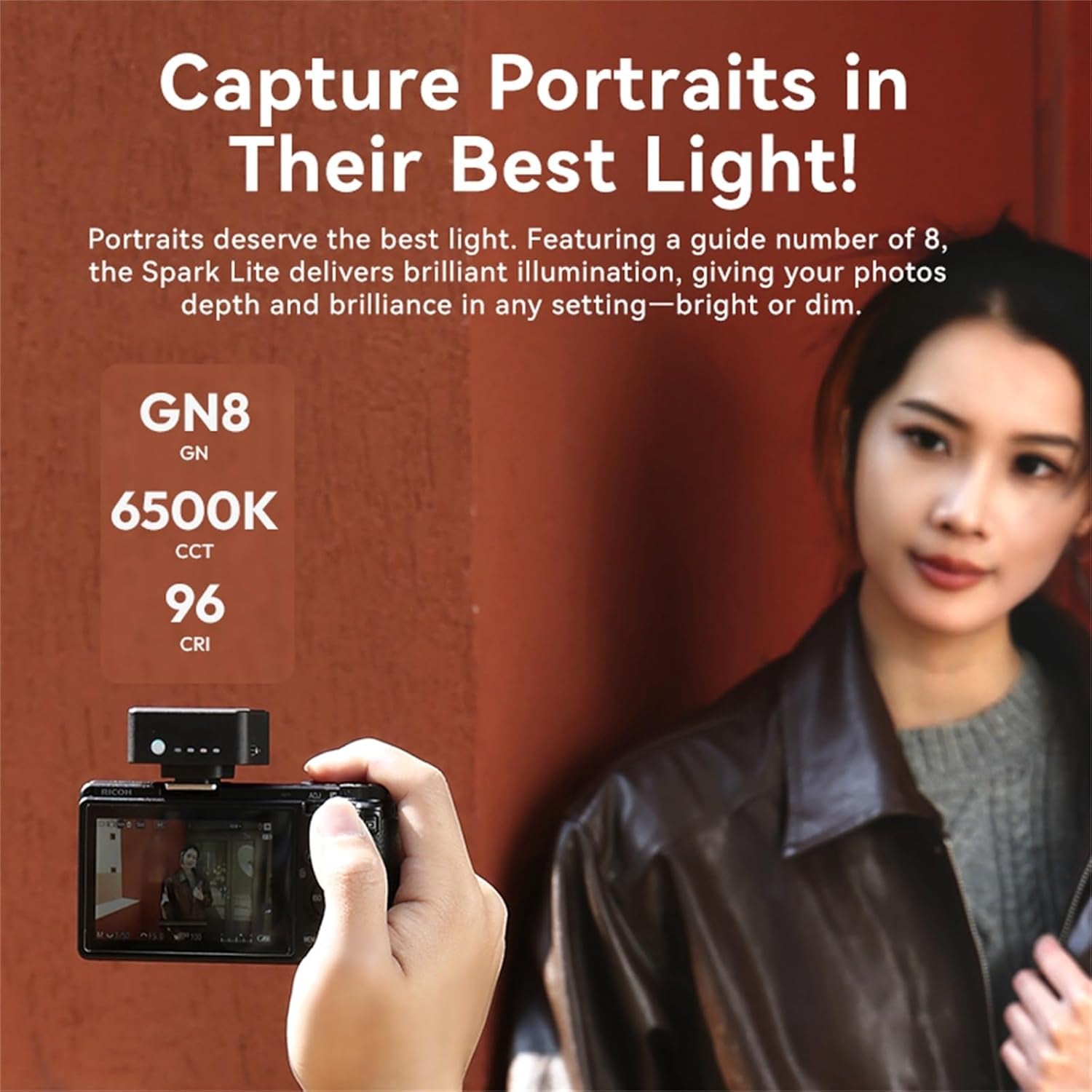 SL01 Mini Flash Speedlite, GN8 6500K Camera Flash Light Compatible with Sony Canon Fuji Nikon Panasonic Pentax Olympus Leica Camers Flash, 4 Power Levels Mini Camera Flash NOT for Sony ZV-1F
