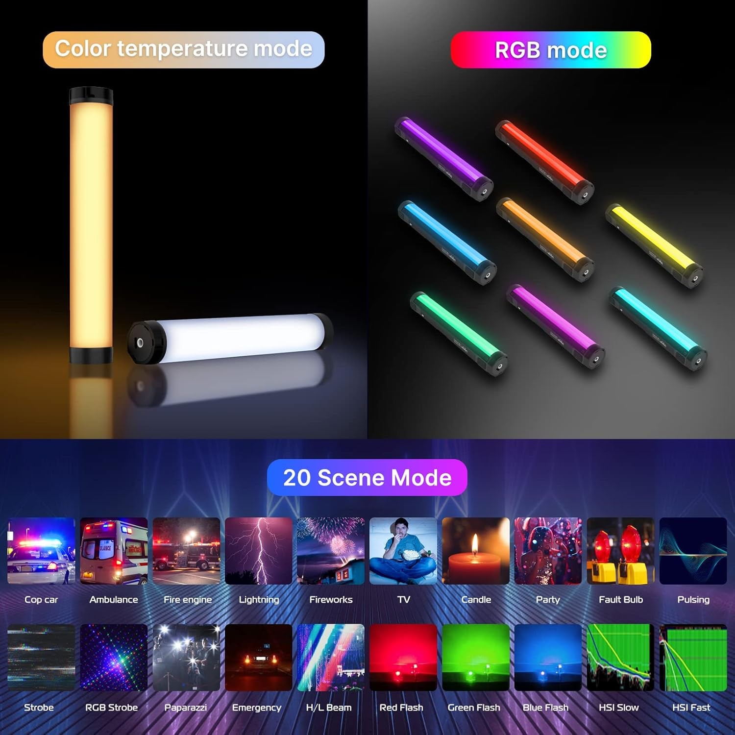 ULANZI VL110 RGB Light Wand, Handheld Light Stick Camera LED Video Tube Light Bar, 2500-9000K Dimmable, 2600Mah Battry CRI 95+ with Magnetic Attraction for Photography Vlog TIK Tok