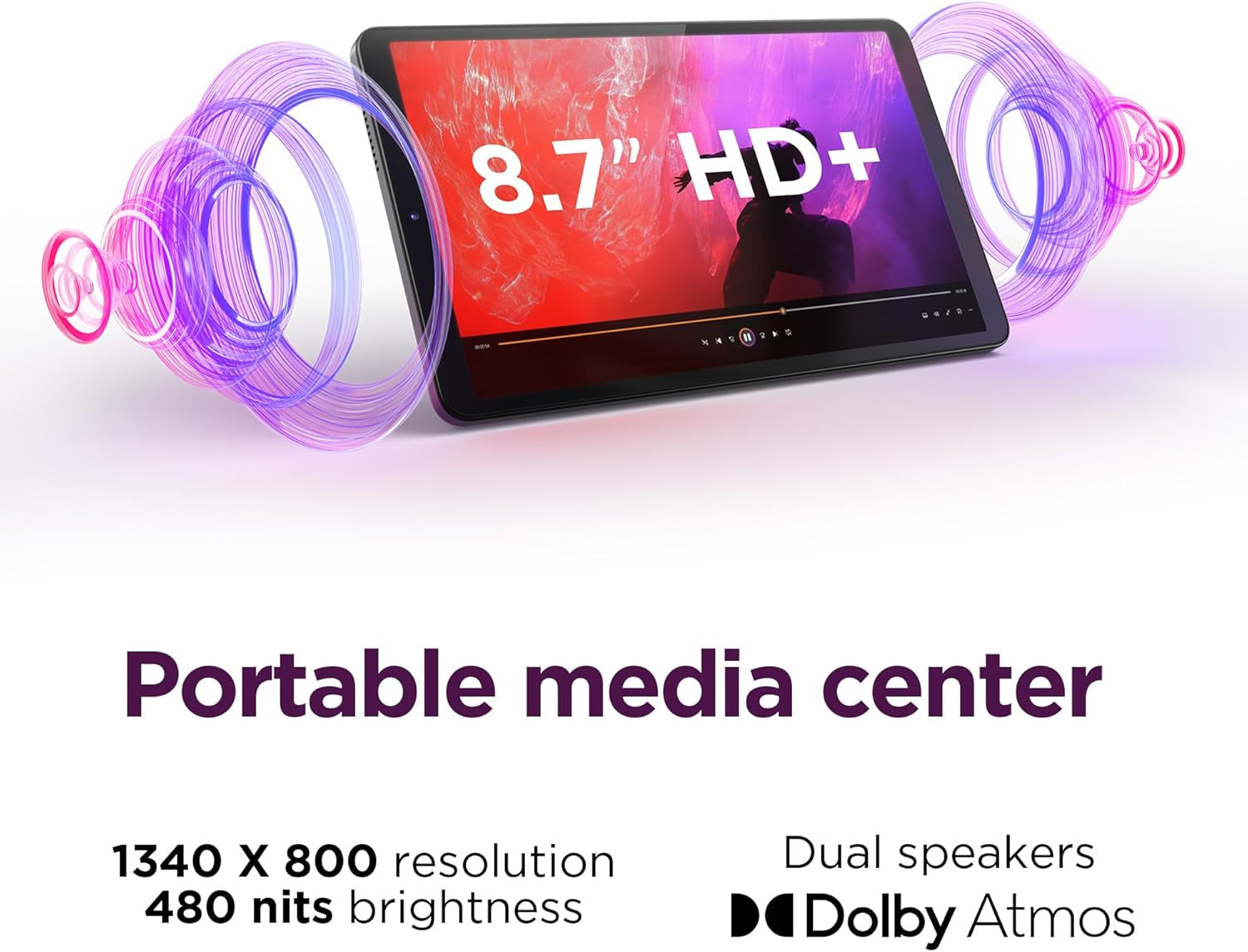 Tab One - Lightweight Tablet - up to 12.5 Hours of Youtube Streaming - 8.7" HD Display - 4 GB Memory - 64 GB Storage - Mediatek Helio G85 - Includes Folio Case