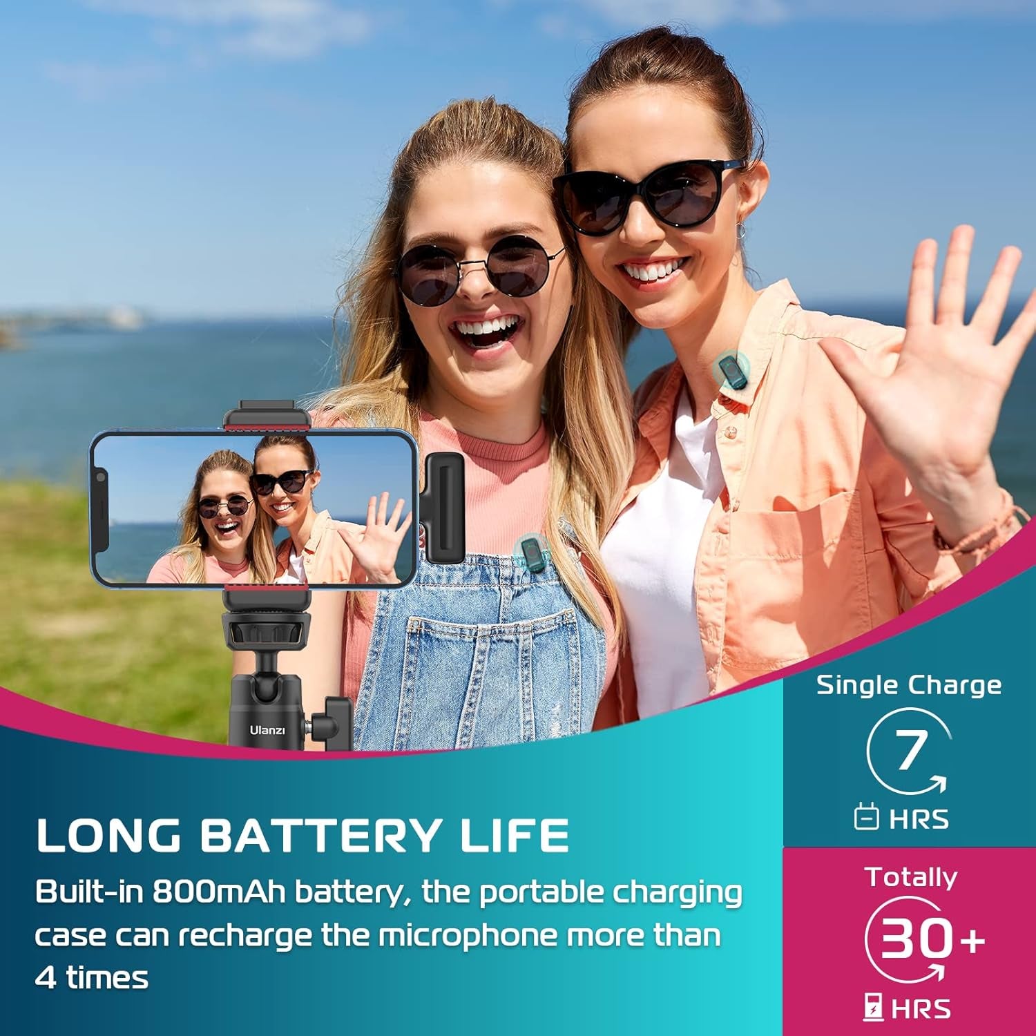 J12 Wireless Lavalier Microphone for Iphone Ipad, 2-In-1 Plug-Play Mic with Charging Case for Phone Video Recording, 65Ft Transmission Range