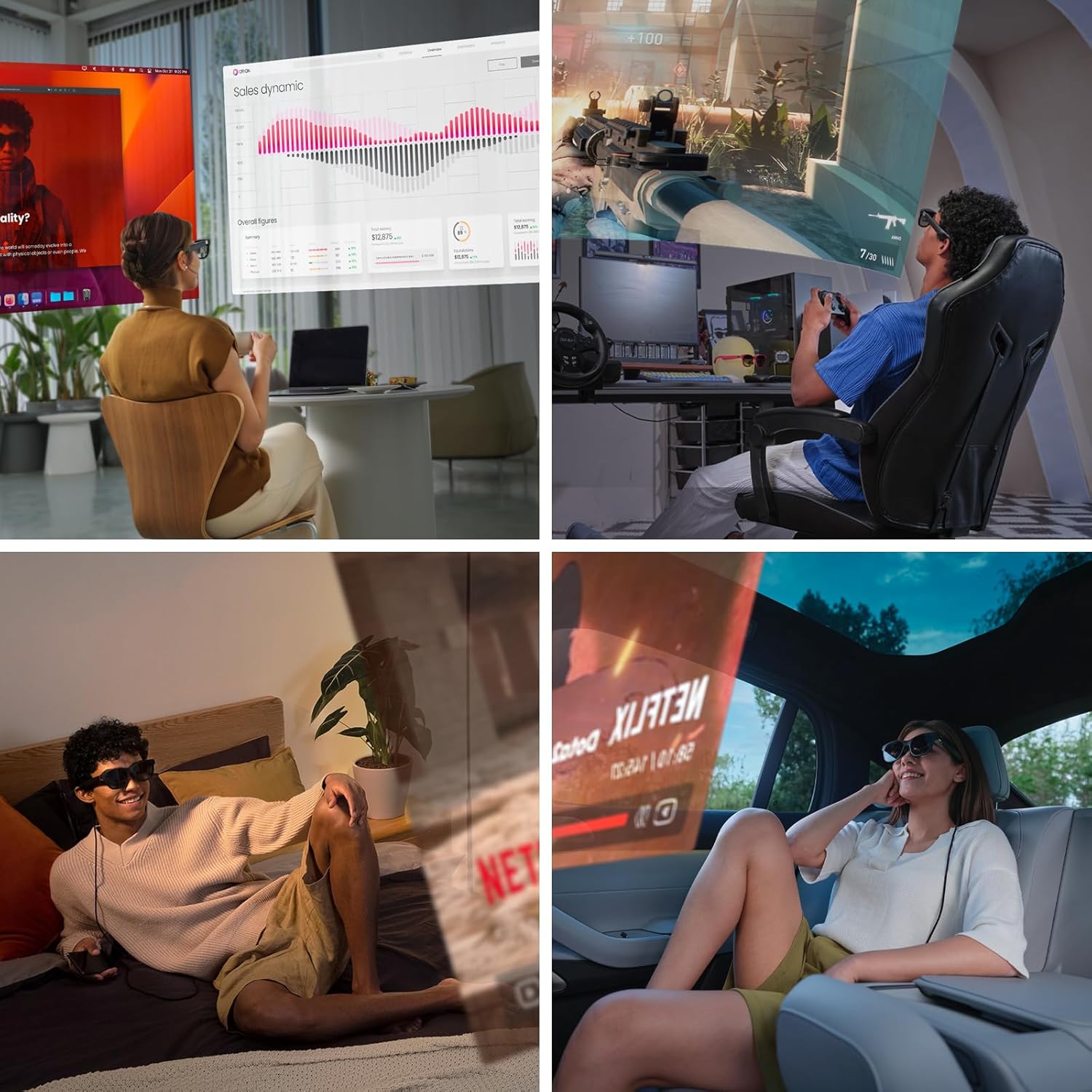 Lentes XREAL Air 2 AR con atenuación electrocrómica de 3 niveles 120Hz 130 pulgadas gafas inteligentes gafas para monitor de juegos