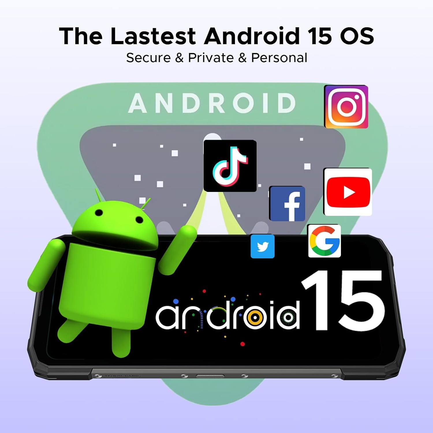 Blade 20 Android 15 Rugged Smartphone,10300Mah/18W,20Gb+128Gb/Tf 2TB Octa Core Rugged Phone,6.6" HD+ Gaming Phones,16Mp Camera,Ip68/Ip69K Waterproof Phone,Triple Slot/Nfc/Face ID/GPS