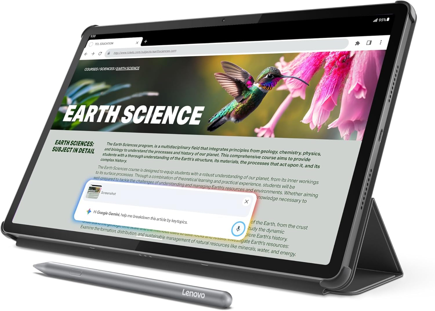 Idea Tab Pro with Google Gemini - Student Tablet - 12.7” 3K LCD Display - 8 GB Memory - 128 GB Storage - Mediatek Dimensity 8300 - Includes Pen and Folio Case