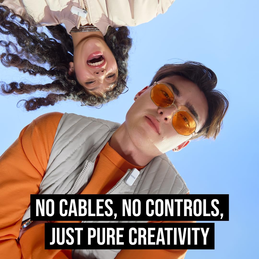 Wireless Micro - Compact Wireless Microphone, Two Mics with Charge Case for Smartphone Content Creation - USB-C, White