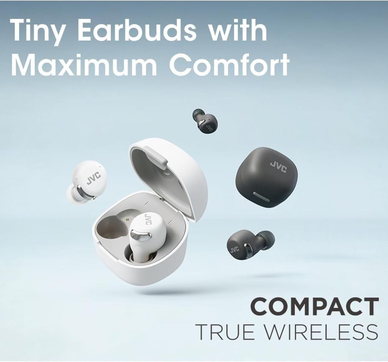 True Wireless Compact Earbuds – Active Noise Cancelling, up to 27 Hours Playback, Low Latency Mode - IPX4 Sweat/Rain Proof, Quick Charge Case, Mic