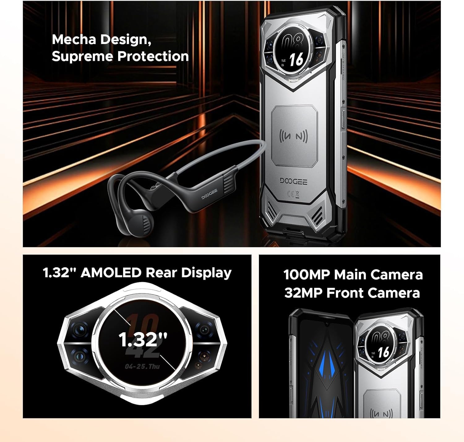 S200 Rugged Smartphone 5G Unlocked, 48GB+256GB/2TB, Android 16 Rugged Phone with 1.32" Rear Screen, 10100Mah, 6.72"FHD + 120 Hz Display, 100MP+20MP Night Vision, Ip68/Ip69K/Nfc/Fingerprint/Gps